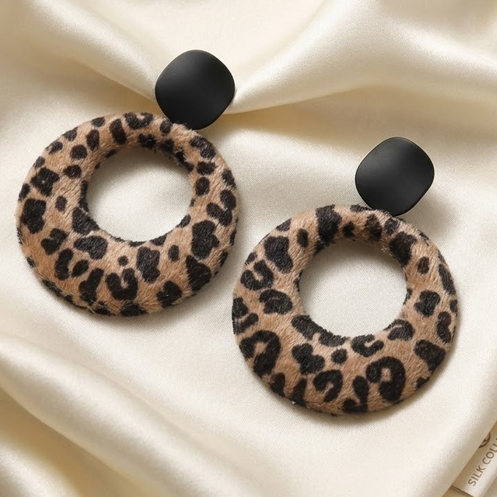 Ladies Leopard Print Round Earrings - Animal Print Fashion Jewelry 15$